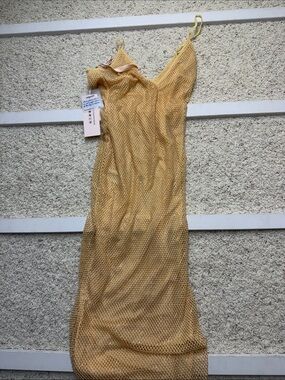 Oh Polly NWT Mesh Slip Maxi Dress in Mustard Yellow
